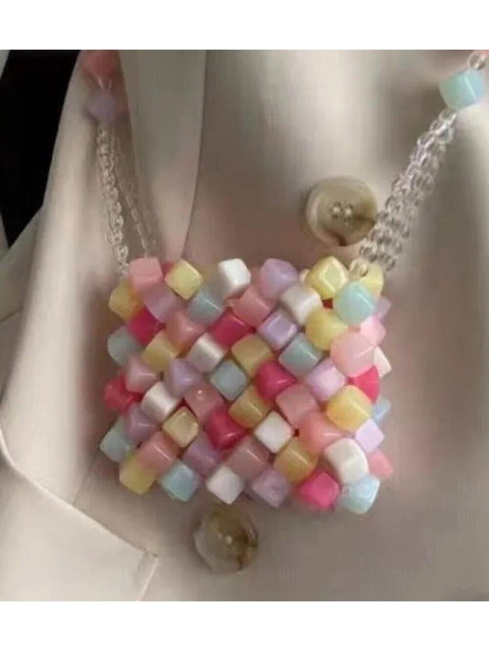 SALE  Multicolor Pastel Beaded Purse Bag